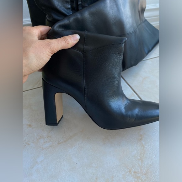 🛍️ZARA OVER THE KNEE LEATHER BOOTS WORN ONCE ORIGINALLY $281 BLOCK HEEL COMFY - Picture 8 of 9